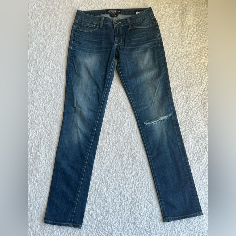 Lucky Brand Lolita Skinny Low Rise Medium Rinse Distressed Jeans sz 4 - Picture 2 of 11